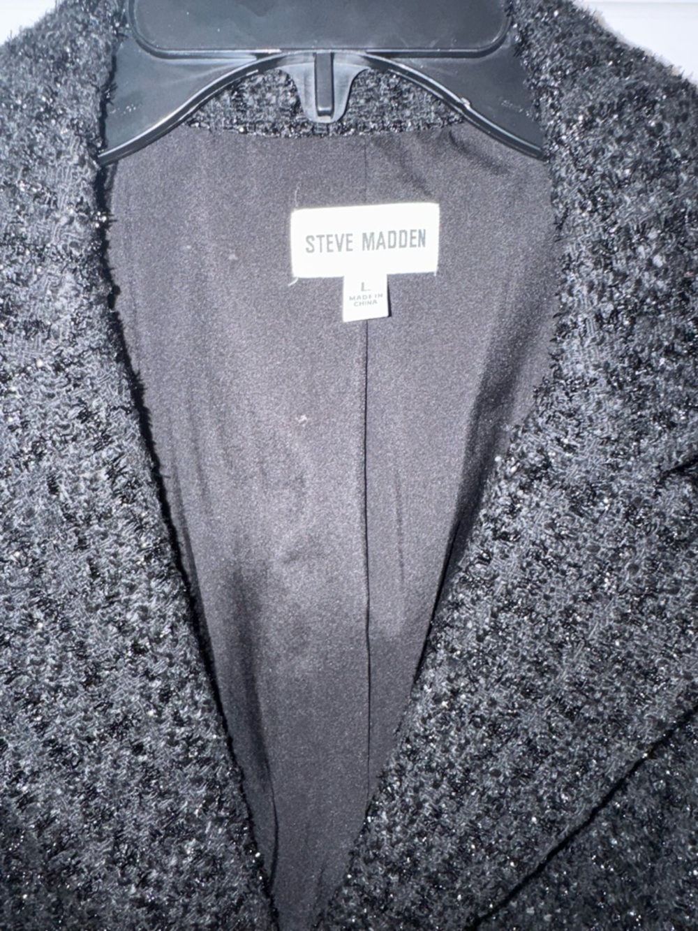Steve Madden Black Tweed Single-Button Blazer - Picture 2 of 3